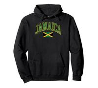 Vintage Jamaika gewölbter Varsity Text und Jamaikanische Flagge Pullover Hoodie