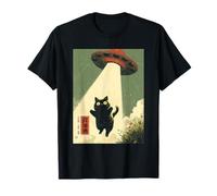 Vintage Japanische Katze Alien Cat Dad UFO Abduktion Graphic Tee T-Shirt