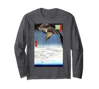 Vintage Japanischer Adler Vogel Falke Tier Sakura Woodblock Art Langarmshirt