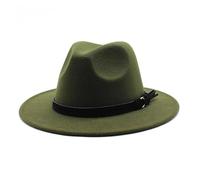 Vintage-Jazz-Hut for Männer und Frauen, Frühling, Herbst, Winter, weicher Wollfilz mit Lederband, elegante Kappe breiter Krempe, Hochzeit, Party für Derby für Hochzeiten, Partys(Green,M 56-58 cm)