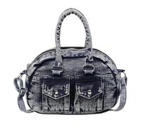 Vintage Jeans Motorrad Stil Crossbody Tasche Multi Pocket Schultertaschen Praktische Handtasche für Reisen oder tägliches Pendeln Schultertasche mit verstellbarem Riemen, Retro Blau, One Size