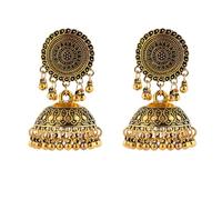 Vintage Jhumka Bell Drop Ohrringe für Frauen oxidiert Antik Boho Ethnischer Baumelnder Kronleuchter - 5,7 cm Indische Hochzeit Statement Festival Schmuck, Medium, Metall, Kein Edelstein