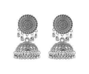 Vintage Jhumka Bell Drop Ohrringe für Frauen oxidiert Antik Boho Ethnischer Baumelnder Kronleuchter - 5,7 cm Indische Hochzeit Statement Festival Schmuck, Medium, Metall, Kein Edelstein