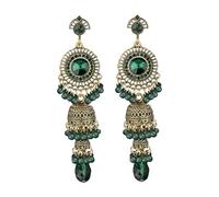 Vintage Jhumka Jhumki Quaste baumeln indische ethnische Perlen Kugeln Glocke Statement oxidiert antike traditionelle Ohrringe für Frauen Mädchen CZ Hochzeit Party Festival Böhmischer Schmuck Geschenk,