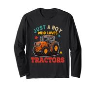 Vintage Just A Boy Who Loves Tractors Lover Kids Toddler Langarmshirt