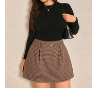 Vintage karierter A-Linien Rock in Große Größen für Damen, Herbst/Winter