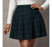 Vintage karierter plissierter A-Linien Rock in Große Größen