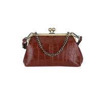 Vintage Kiss Lock Umhängetasche Krokodilmuster Crossbody -Tasche für Frauen (braun)