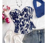 Vintage Korsett-Top im Monet-Malstil, sexy Off-Shoulder Bustier, avantgardistischer Oberkörper für Nachtausgänge, Damenblusen für Ausgehen, Hochzeitsg