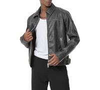 Vintage Kunstlederjacke im Oversized-Look - Knopfverschluss, Urban Style Schwarz M