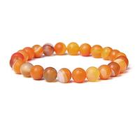Vintage Matte Orange Achat Perlen Energie Armband - Charme Ethnische Runde Edelstein Armreifen Dehnen Naturstein Schmuck, Klassische Trendige Handgefertigte Yoga Ornament Accessoires Geschenk, 17 Cm