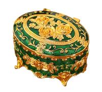 Vintage-Metall-Aufbewahrungskoffer - Retro-Schmuckkoffer, ovale Schmuckaufbewahrung, Schmuckaufbewahrung mit Deckel für Ohrringe, Halsketten, Armbänder, Ringe, dekorativer Andenken-Organizer für