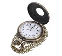 Vintage Metall Taschenuhr mit Deckel und Römischen Ziffern für Damen | Goldfarbene Retro Uhr, Leicht Tragbares Schmuckaccessoire, Zuverlässiges Uhrwerk mit Integrierter Knopfbatterie, Passend