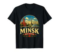Vintage Minsk Belarus Reise Souvenir Wahrzeichen Geschenk T-Shirt