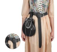 Vintage Mittelalter Gürteltasche Leder Mittelalter Geprägt Gürteltasche Beutel Gürtel Münztasche Vintage Beutel, Farbe: Schwarz, as described