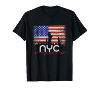 Vintage New York City Skyline With USA Flag, New York City T-Shirt