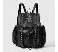 Vintage Nieten Rucksack Tasche, Retro Punk Stil Reise Daypack, Gothic Schulrucksack für Frauen