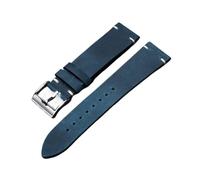 Vintage Ölwachs-Leder-Uhrenarmband, kompatibel mit Omega for Seiko, 18 mm, 20, 21, 22, handgefertigtes Näh-Rindslederarmband, Smartwatch-Armband(Blue,22mm)
