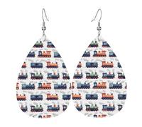 Vintage-Ohrringe mit Dampfzug-Motiv für Damen, modische tropfenförmige Leder-Ohrringe für Damen, trendig, farbenfroh, Tropfenohrring Schmuck