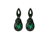 Vintage-Ohrringe mit Strasssteinen für Damen und Mädchen, dunkelgrün, Tropfenform, Statement-Ohrstecker, Retro-Boho-Ohrring, luxuriöser Schmuck für Geburtstag, Hochzeit, Party