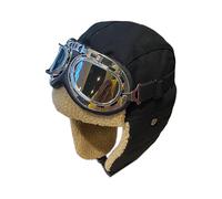 Vintage Pilotenmütze Mit Schutzbrille, Warme Wintermütze Mit Ohrenschutz Für Damen & Herren, Ideal Zum Skifahren, Radfahren & Pendeln, Weiches Innenfutter, Retro-Nähte