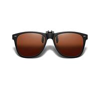 Vintage polarisierte Clip-on Sonnenbrille Flip Up Anti Glare Brille für Männer Frauen (Schwarzer Rahmen Tee)