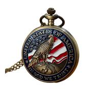 Vintage-Quarz-Taschenuhr mit amerikanischem Weißkopfseeadler - großes Zifferblatt, Gehäuse aus Zinklegierung, nicht wasserdicht