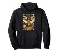 Vintage Queen a Bee mit floralem Bienenwabenmuster Cottagecore Nature Pullover Hoodie