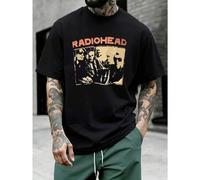 Vintage Radiohead Band Grafik-T-Shirt, hochwertiger Stoff, Rundhalsausschnitt, lockere Passform, bequem, Kunstdruck