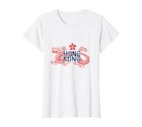 Vintage-Reisesouvenir mit Drachenorchideen-Flagge aus Hongkong Preisgünstiges Grafik-T-Shirt, Damen, Weiß, XL