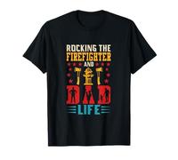 Vintage Rocking The Firefighter and Dad Father's Day T-Shirt