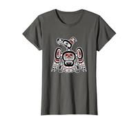 Vintage Rot Schwarz Haida Kaigani Thunderbird Native T-Shirt, Damen, Anthrazit, S