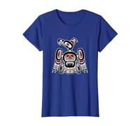 Vintage Rot Schwarz Haida Kaigani Thunderbird Native T-Shirt, Damen, Königsblau, L