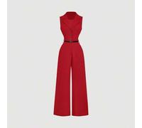 Vintage roter Jumpsuit mit Anzuglkragen und Gürtel, eleganter Jumpsuit, Jumpsuit zum Ausgehen, Western-Jumpsuit, Urlaubsoutfits