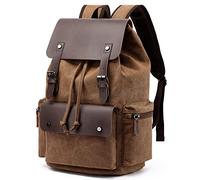 Vintage-Rucksack aus Segeltuch, lässiger Tagesrucksack, Reiserucksack für Damen und Herren, Laptop-Rucksack, College, Schultasche, Outdoor, Wandern, Camping, coffee, 17.7H x 13.0L x 7.1W inch (45 x 33