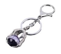 Vintage-Schlüsselanhänger aus Naturstein, Autoschlüsselring, Taschenanhänger, Drachenklaue, rund, blauer Aventurin, schwarzer Achat, vielseitiger Schlüsselanhänger für Männer und Frauen, Pur