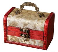 Vintage-Schmuckschatulle aus Holz mit Blumenmuster und integriertem Griff zur praktischen Aufbewahrung (B)