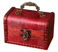 Vintage-Schmuckschatulle aus Holz mit Blumenmuster und integriertem Griff zur praktischen Aufbewahrung (I)