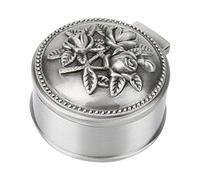 Vintage Schmuckschatulle,Runde Form Blume Geschnitzte Zink-Legierung Schmuckaufbewahrung Fall Klassische Retro Kleine Schmuckbox für Ring Lagerung