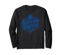 Vintage Scotland Forever Schottische Distel Blau Print Langarmshirt
