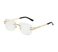 Vintage-Sonnenbrille ohne Rahmen, rechteckig, für Damen und Herren, Retro-Metallrahmen in Goldoptik, geometrische Schnittkanten, modische Brille mit UV-Schutz, quadratische Sonnenbrille für Party
