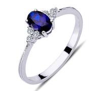 Diamant Oval Saphir Halo Ring 14 Karat Weißgold