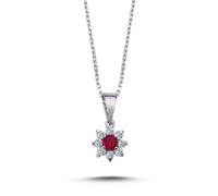 Vintage Style Diamant Rubin Entourage Halskette 14 Karat Weißgold