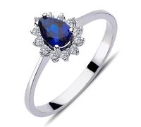 Diamant Drop Saphir Entourage Halo Ring 14 Karat Weißgold