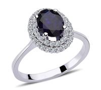 Diamant Oval Saphir Entourage Halo Ring 14 Karat Weißgold