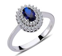 Diamant Oval Saphir Entourage Halo Ring 14 Karat Weißgold
