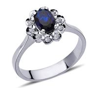 Vintage Style Diamant Saphir Entourage Ring ?n 14 Karat Weißgold