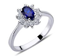 Halo Diamant Oval Saphir Entourage Ring 14 Karat Weißgold