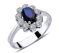 Vintage Style Diamant Saphir Entourage Ring ?n 14 Karat Weißgold