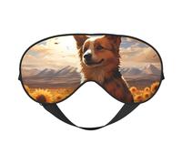 Vintage Süße Corgi Sonnenblume Schlafmaske, Augenmasken zum Schlafen, doppelseitig, Schlafmasken für Damen und Herren, Verdunkelungs-Augenabdeckungen zum Schlafen, Reisen